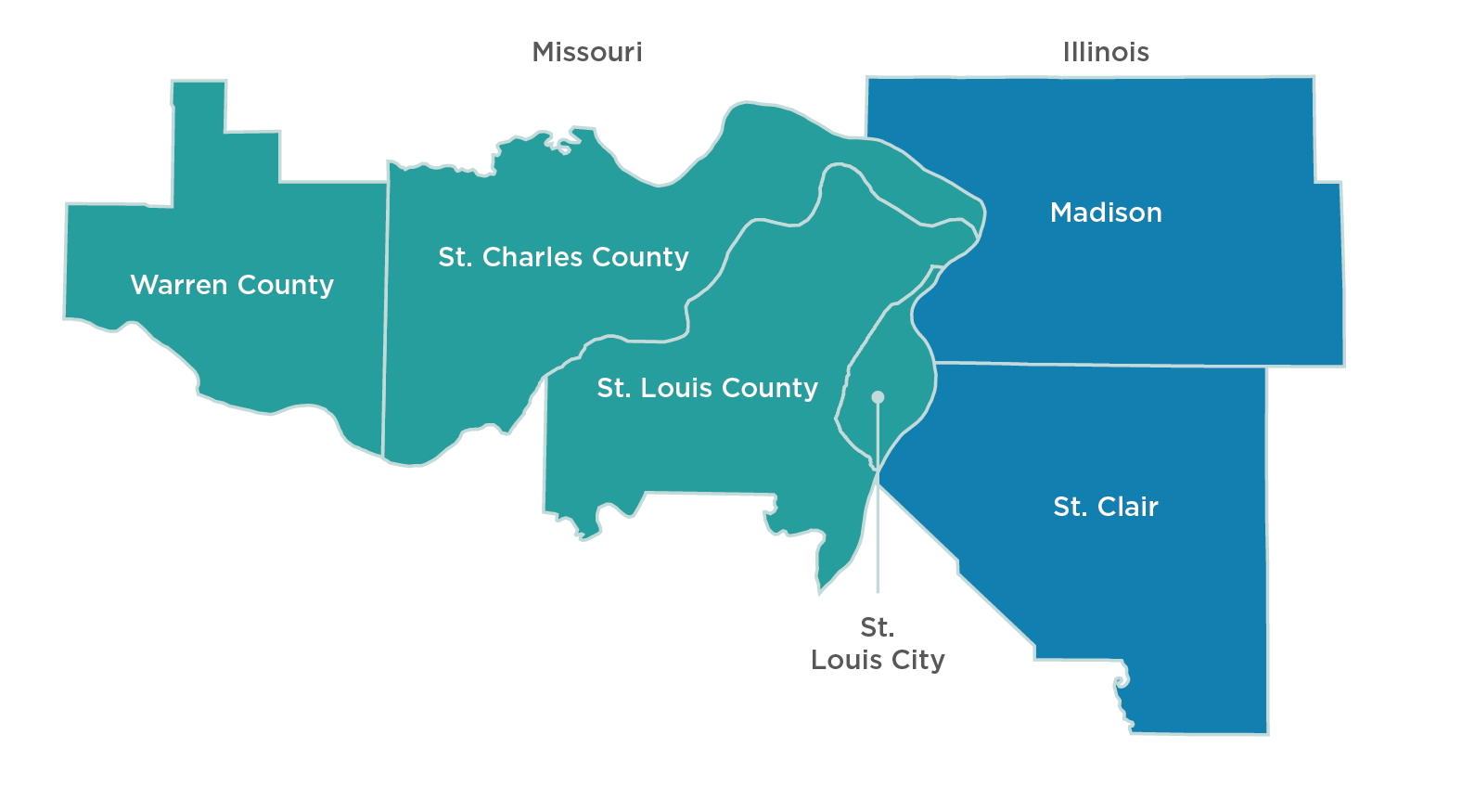 6-county service area map